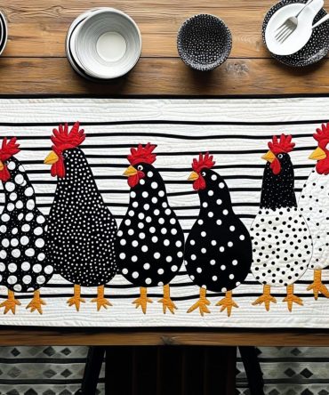 Chicken Coop Quilted Table Runner