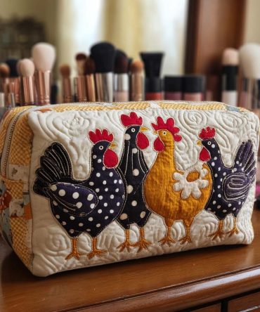 Chicken Bliss Quilted Makeup Bag