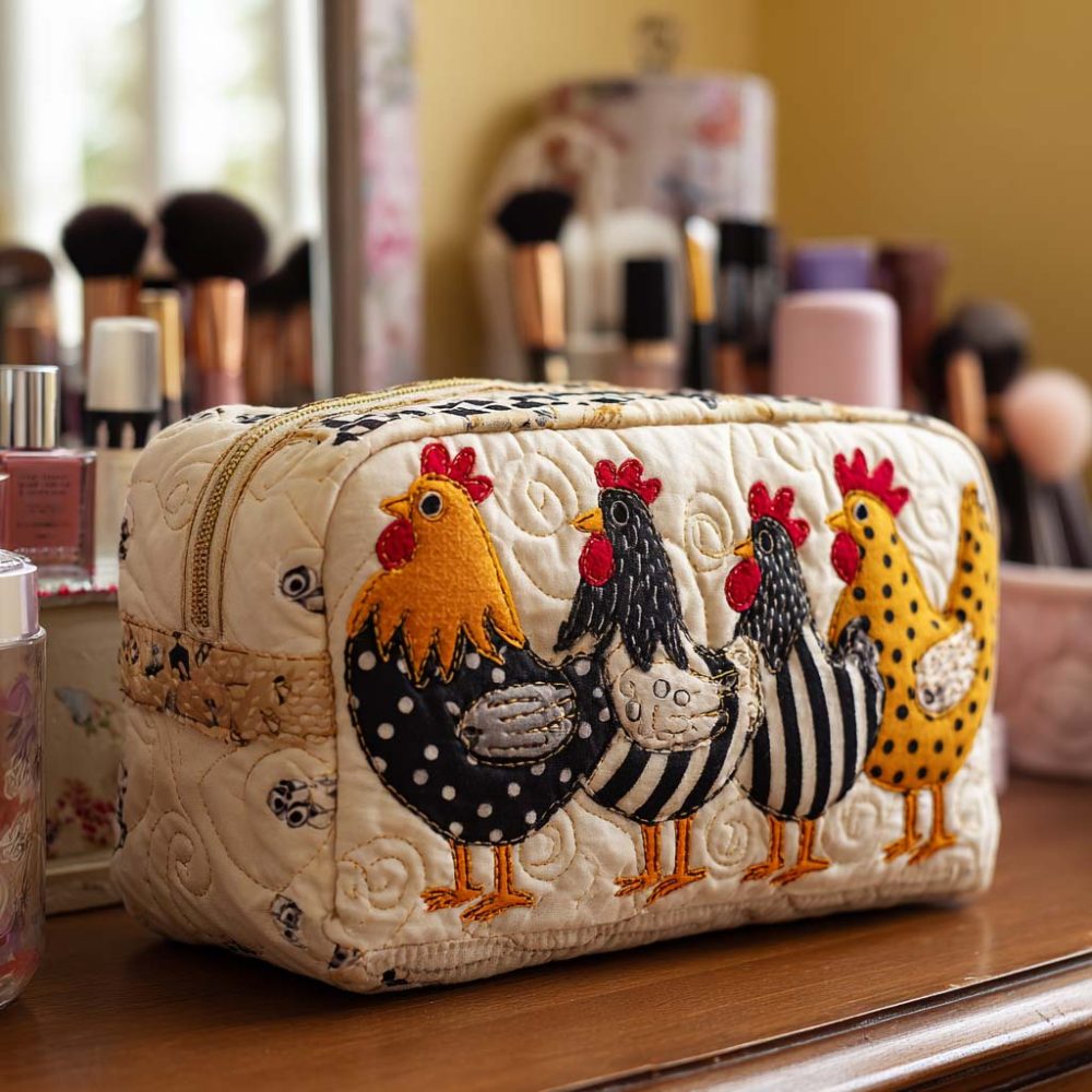 Chicken Comfort Quilted Makeup Bag