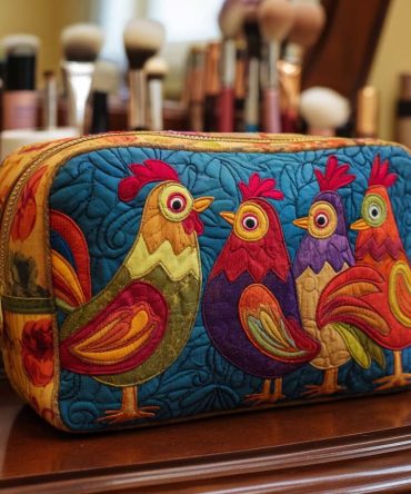 Chicken Cozy Quilted Makeup Bag