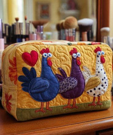 Chicken Delight Quilted Makeup Bag
