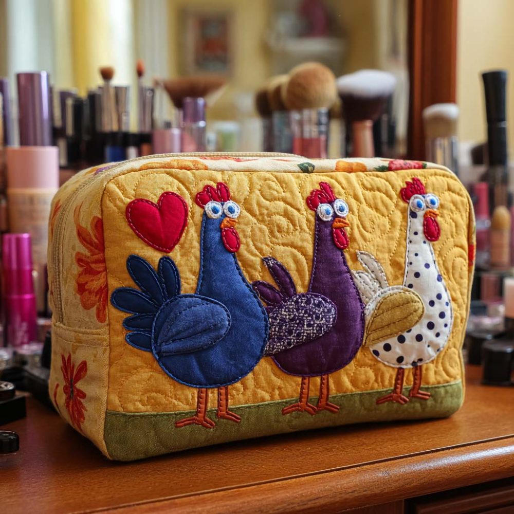 Chicken Delight Quilted Makeup Bag
