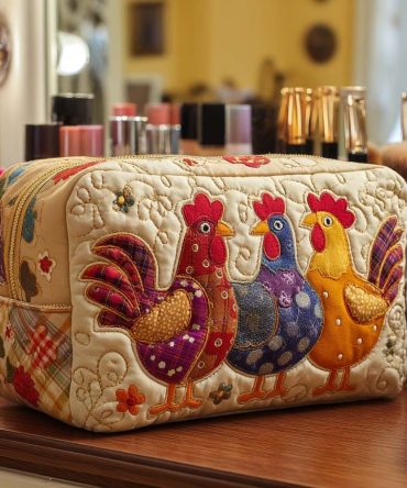 Chicken Dream Quilted Makeup Bag
