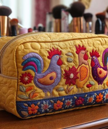 Chicken Haven Quilted Makeup Bag