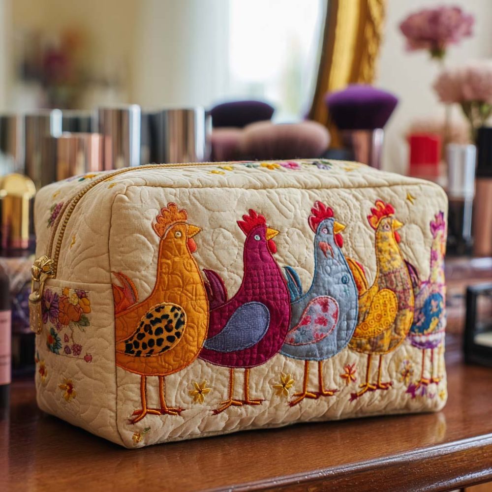 Chicken Joy Quilted Makeup Bag