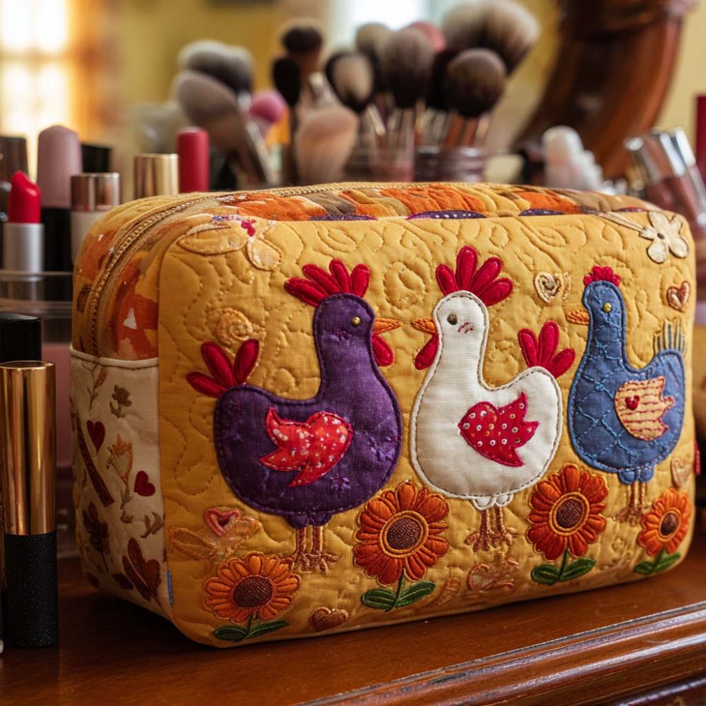 Chicken Light Quilted Makeup Bag