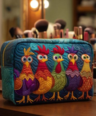 Chicken Love Quilted Makeup Bag