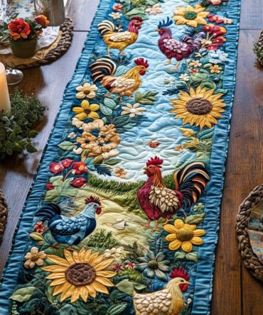 Chicken Patch Quilted Table Runner