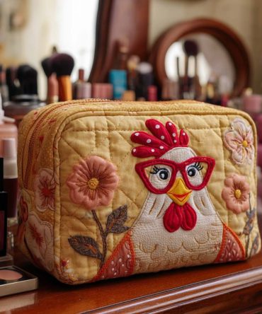 Chicken Shine Quilted Makeup Bag