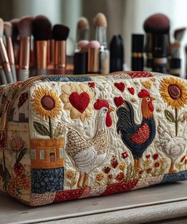 Chicken Valley Quilted Makeup Bag