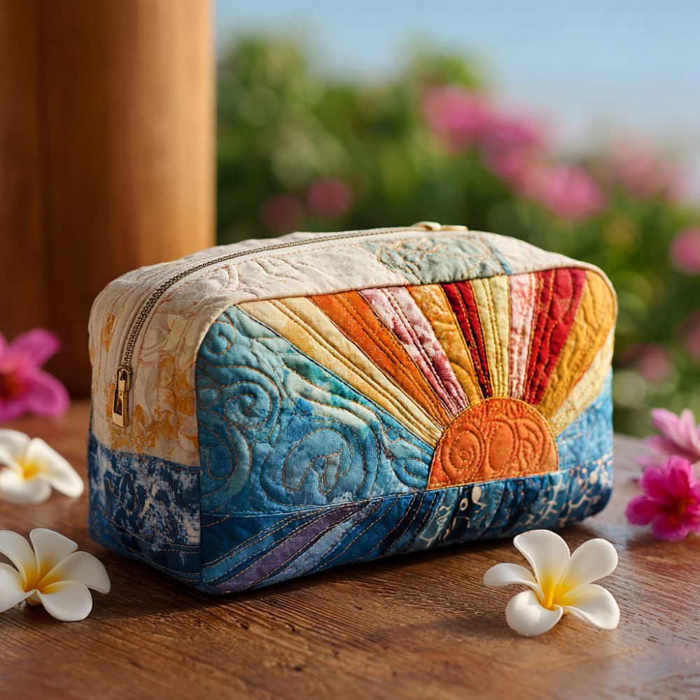 Chill Wave Quilted Makeup Bag