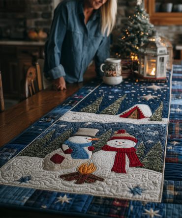 Chilly Night Romance Quilted Table Runner