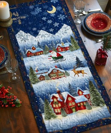 Christmas Village Quilted Table Runner