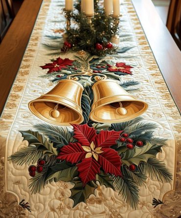 Christmas Bell Magic Quilted Table Runner