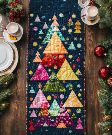 Christmas Candlelight Wishes Quilted Table Runner