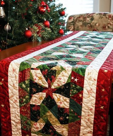 Christmas Eve Glow Quilted Table Runner