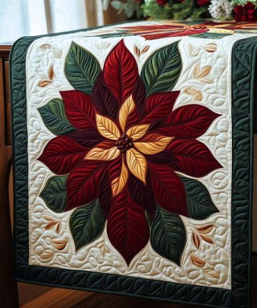 Christmas Flower Quilted Table Runner
