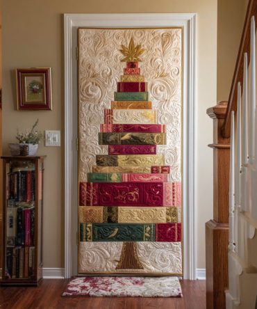 Christmas Library Dreams Quilted Door Cover