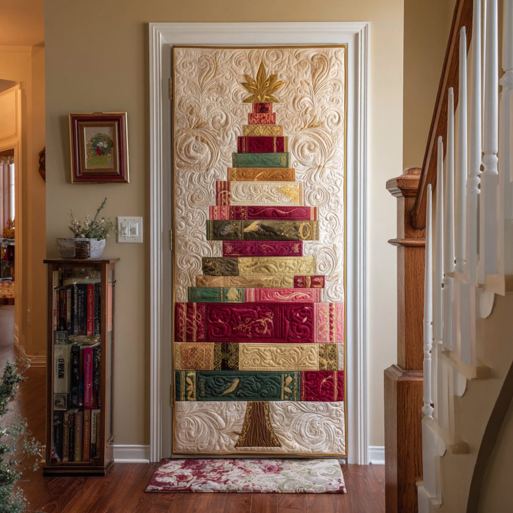 Christmas Library Dreams Quilted Door Cover