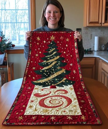 Christmas Magic Tree Quilted Table Runner