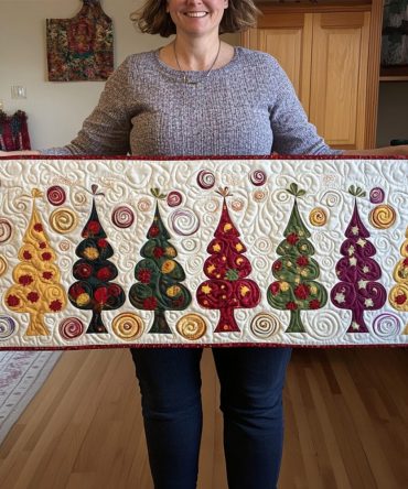 Christmas Morning Glow Quilted Table Runner