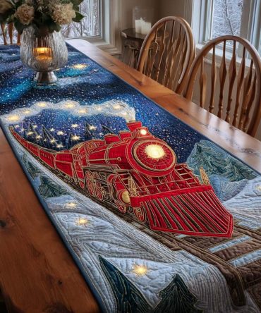 Christmas Rail Magic Quilted Table Runner