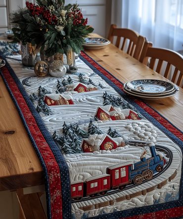 Christmas Rail Quilted Table Runner