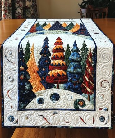 Christmas Tree Joy Quilted Table Runner
