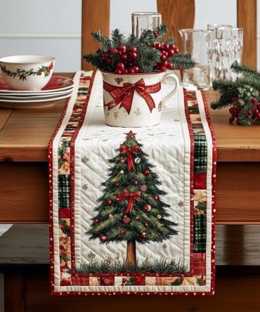 Christmas Tree Quilted Table Runner