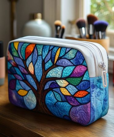 Circle Of Roots Quilted Makeup Bag