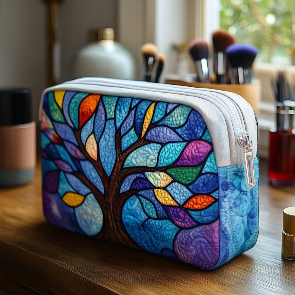Circle Of Roots Quilted Makeup Bag
