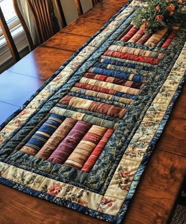 Classic Bookshelf Quilted Table Runner