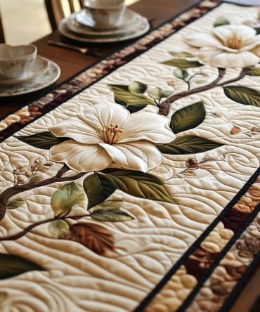 Classic Magnolia Radiance Quilted Table Runner