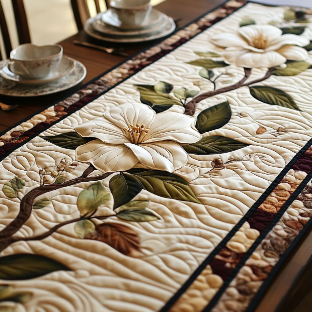 Classic Magnolia Radiance Quilted Table Runner
