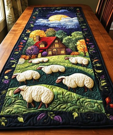 Cloudy Herd Quilted Table Runner