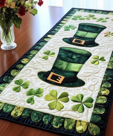 Clover Hat Parade Quilted Table Runner