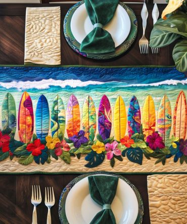 Coastal Drift Quilted Table Runner