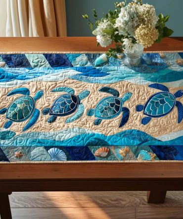 Coastal Turtles Quilted Table Runner