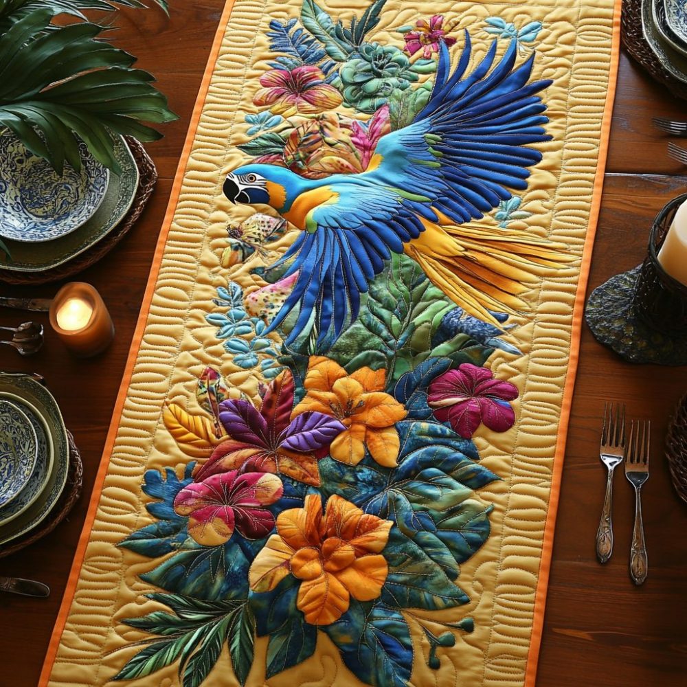 Coconut Quill Quilted Table Runner