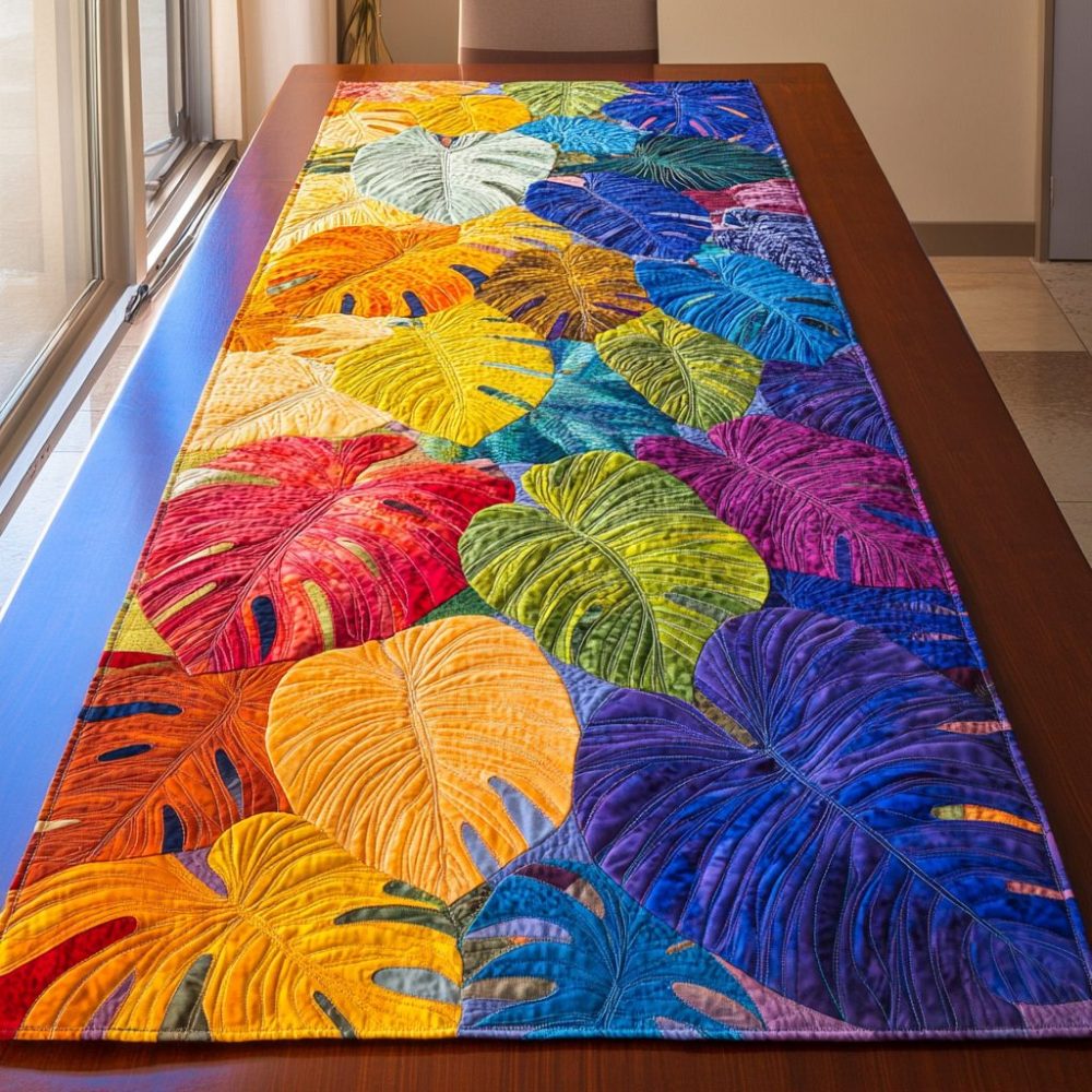 Color Bloom Quilted Table Runner