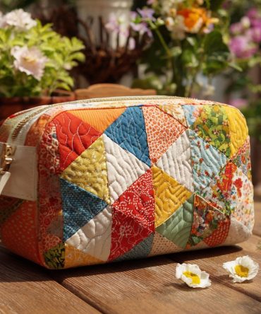 Color Groove Quilted Makeup Bag