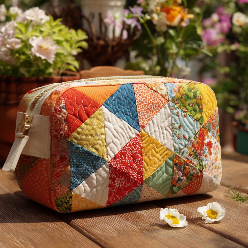 Color Groove Quilted Makeup Bag