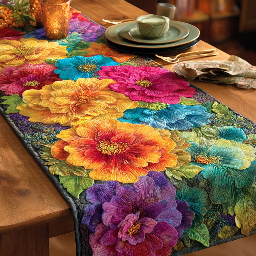 Colorburst Garden Joy Quilted Table Runner