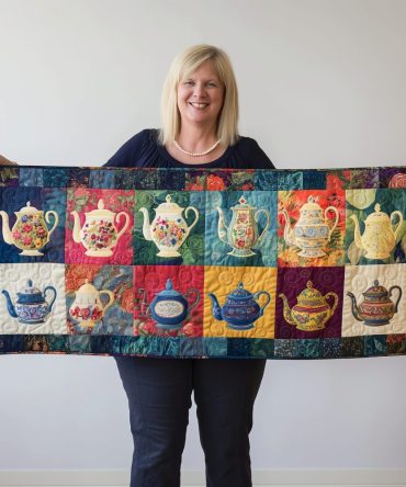 Colorful Teapot Quilted Table Runner