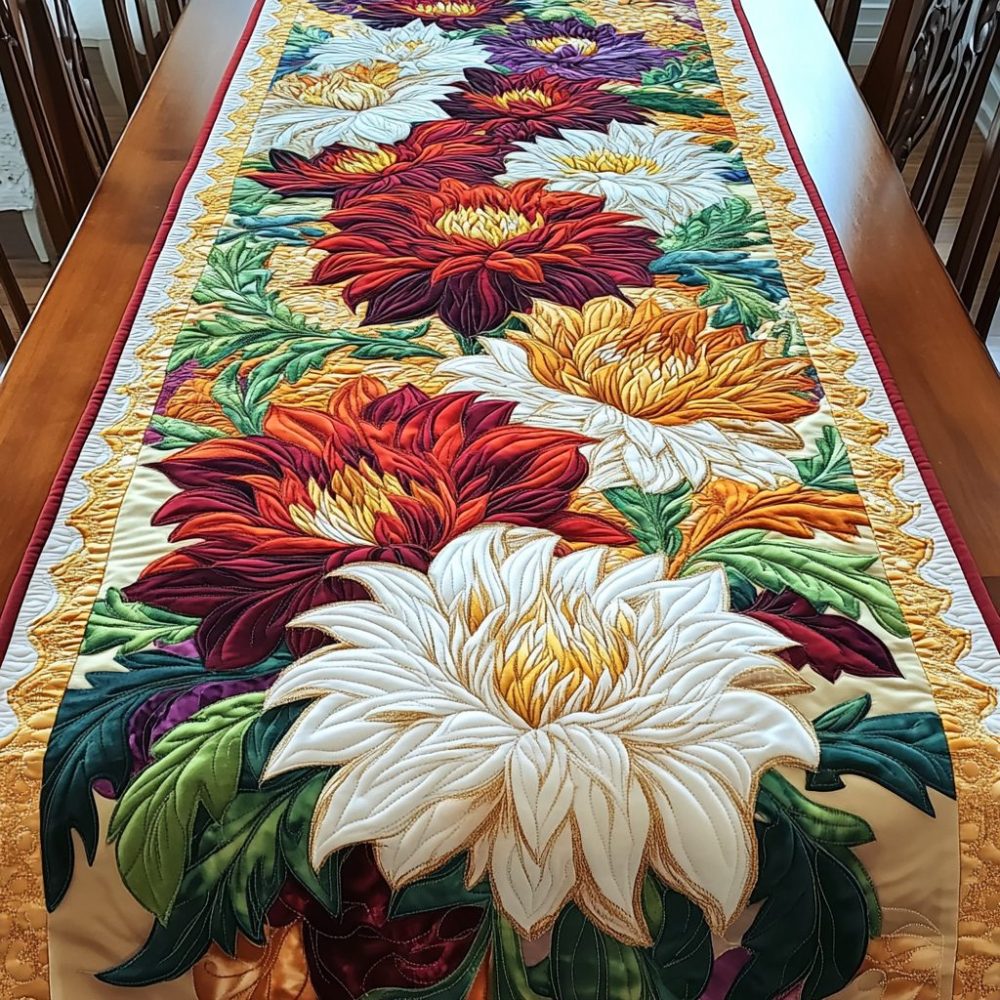 Colorful Blooms Quilted Table Runner