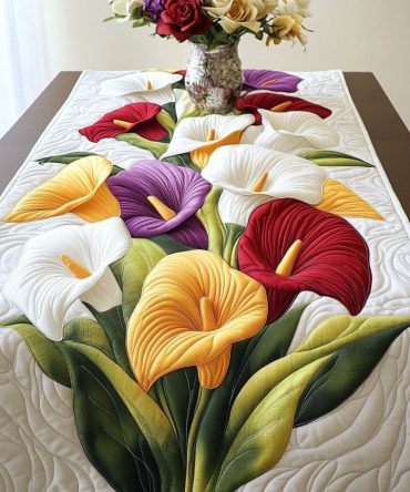Colorful Calla Garden Quilted Table Runner