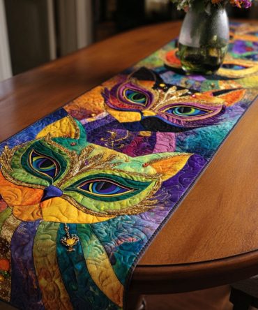 Colorful Cat Quilted Table Runner