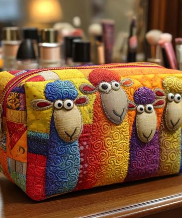 Colorful Flock Quilted Makeup Bag