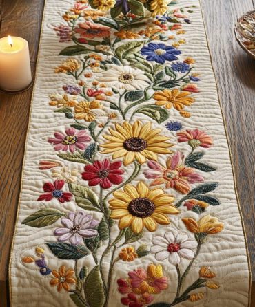 Colorful Garden Quilted Table Runner