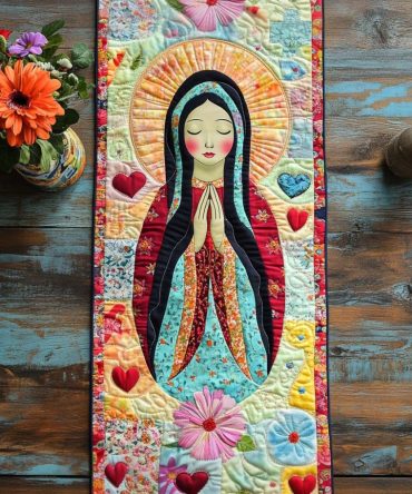 Colorful Madonna Quilted Table Runner